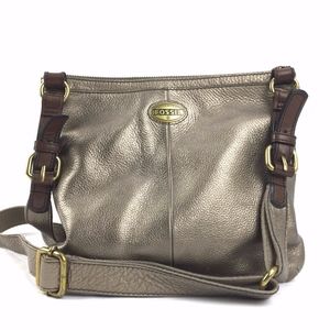 Fossil Gold Leather Crossbody Bag Purse